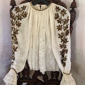 Hand beaded Ulla Johnson silk blouse.  Size ONE (fits most)